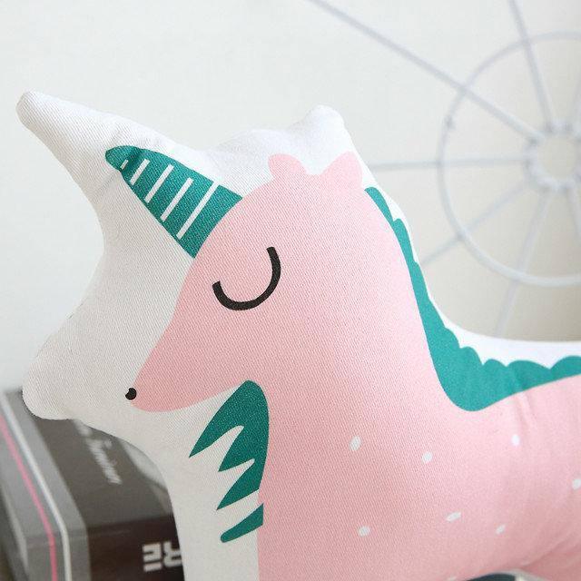 Coussin Licorne Vert et Rose - Une Licorne