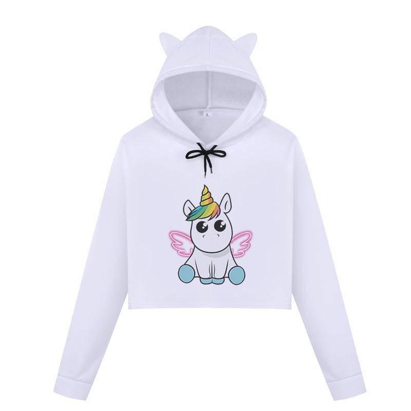 Crop-Top Licorne avec Capuche - Une Licorne