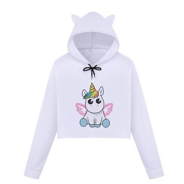 Crop-Top Licorne avec Capuche - Une Licorne