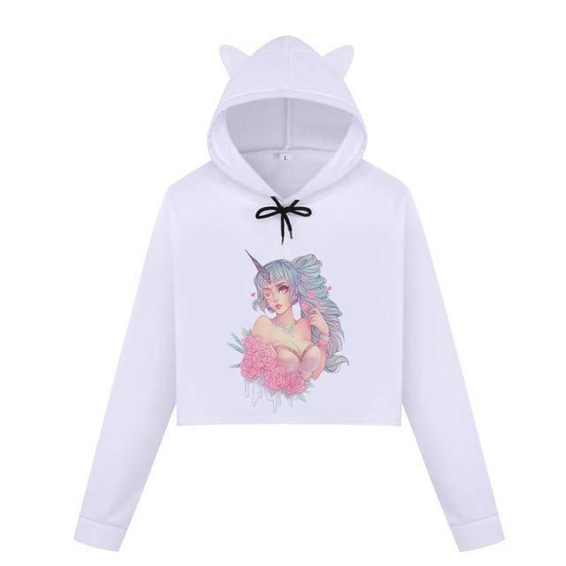 Crop-Top Licorne avec Capuche - Une Licorne