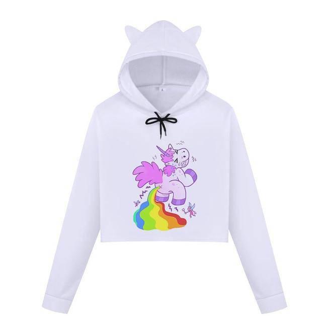 Crop-Top Licorne avec Capuche - Une Licorne