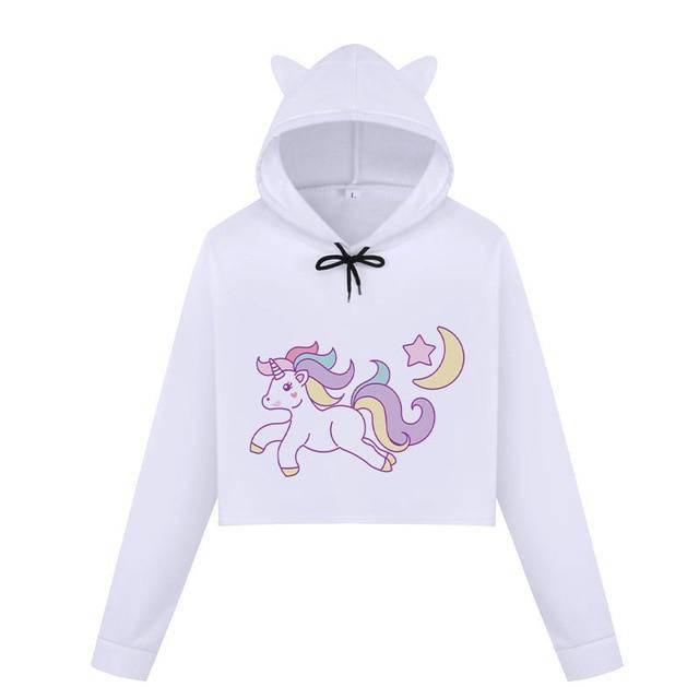 Crop-Top Licorne avec Capuche - Une Licorne