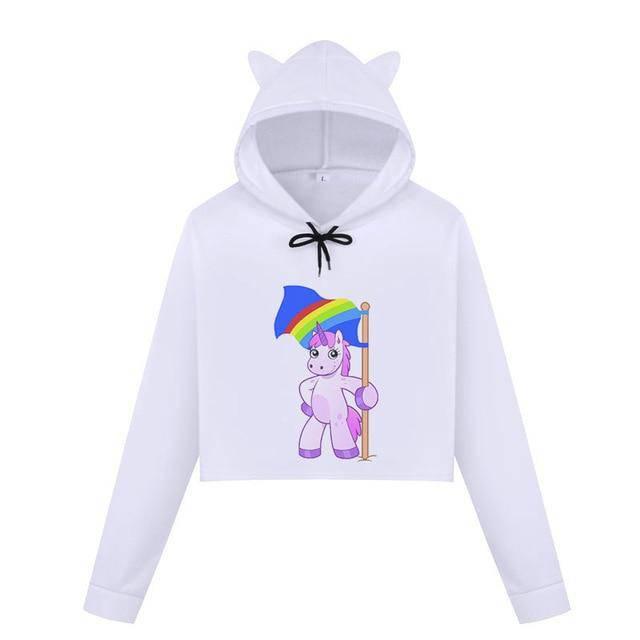 Crop-Top Licorne avec Capuche - Une Licorne