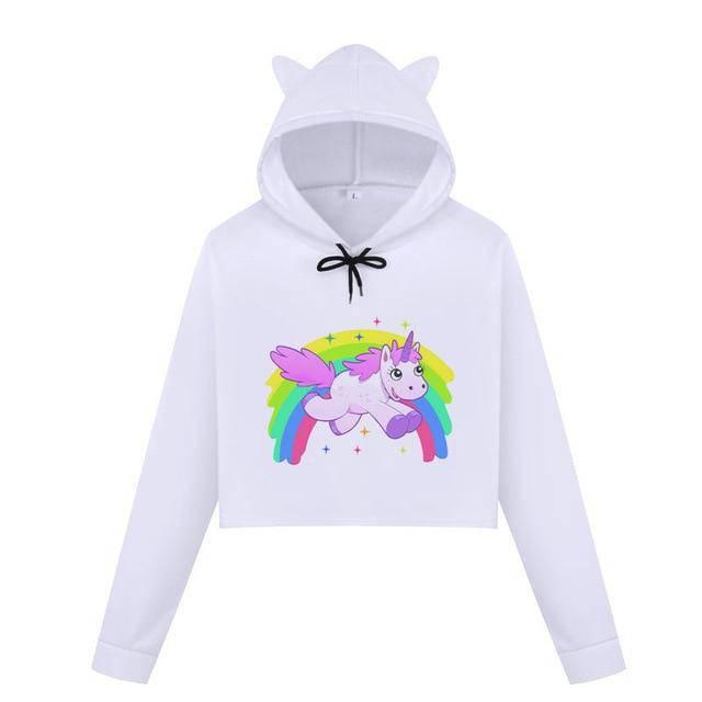 Crop-Top Licorne avec Capuche - Une Licorne