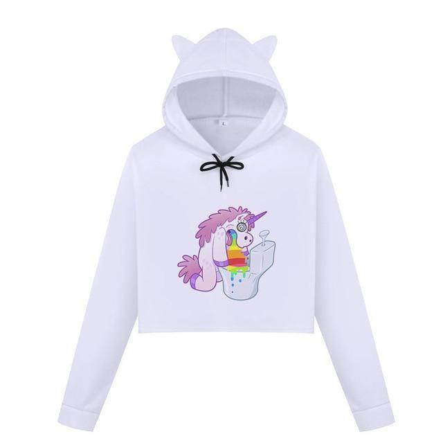 Crop-Top Licorne avec Capuche - Une Licorne