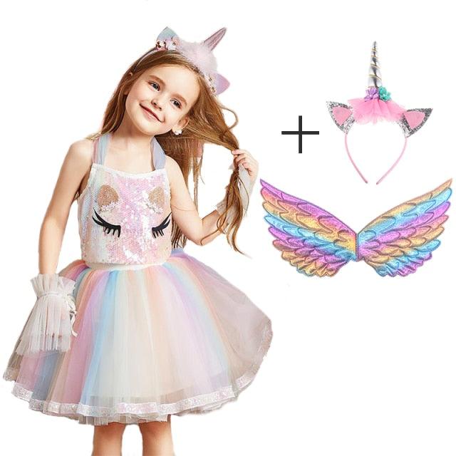 Déguisement licorne serre-tête licorne jupe tutu & top - Licorne