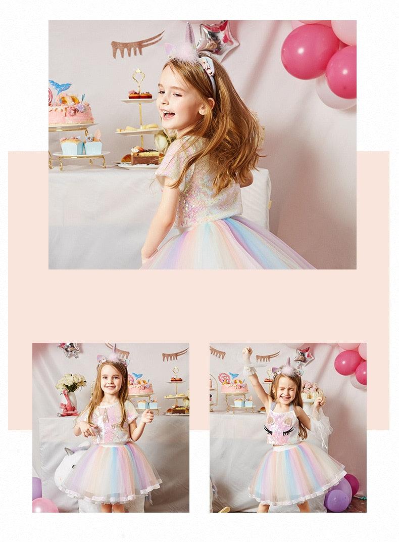 Déguisement licorne serre-tête licorne jupe tutu & top - Licorne