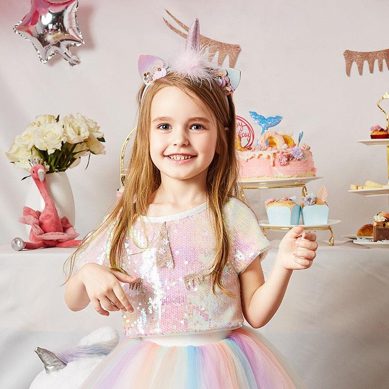 Déguisement licorne serre-tête licorne jupe tutu & top - Licorne