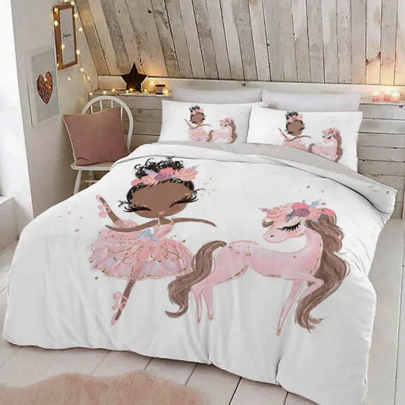 Housse De Couette Fille Princesse Licorne draps