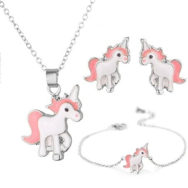 Ensemble 3 Pièces Bijoux Licorne Rose - Licorne