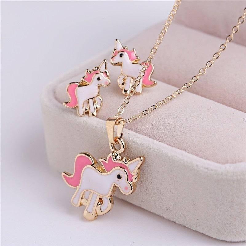 Ensemble 3 Pièces Bijoux Licorne Rose - Licorne