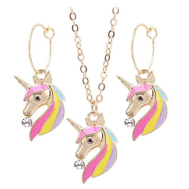 Ensemble Bijoux Tête Licorne Dorée - Licorne