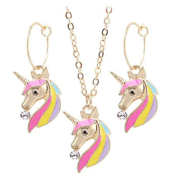 Ensemble Bijoux Tête Licorne Dorée - Licorne