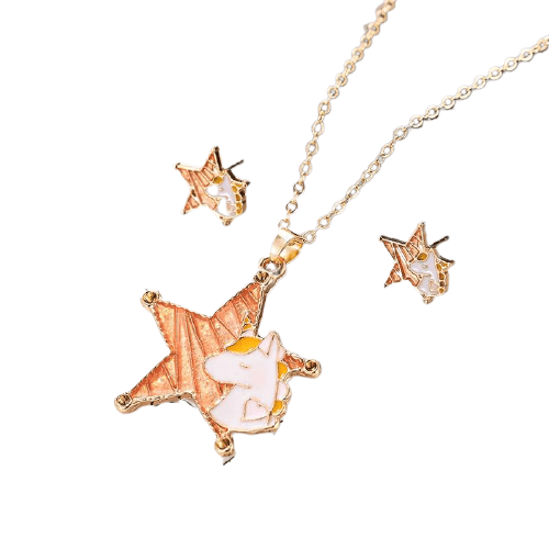 Ensemble Collier et Boucles d'Oreilles Puces Licorne - Licorne
