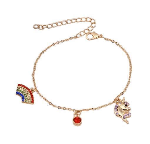 Ensemble Collier et Bracelet Licorne Avec Cristal Rouge - Licorne