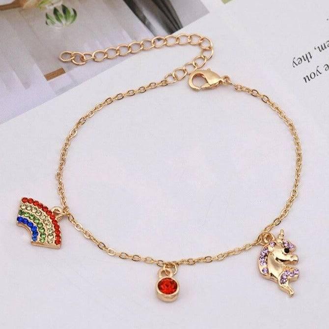 Ensemble Collier et Bracelet Licorne Avec Cristal Rouge - Licorne