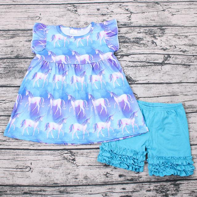 Ensemble licorne blouse et short fille - Licorne