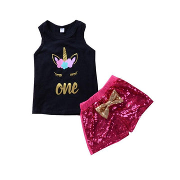 Ensemble licorne débardeur & short fille