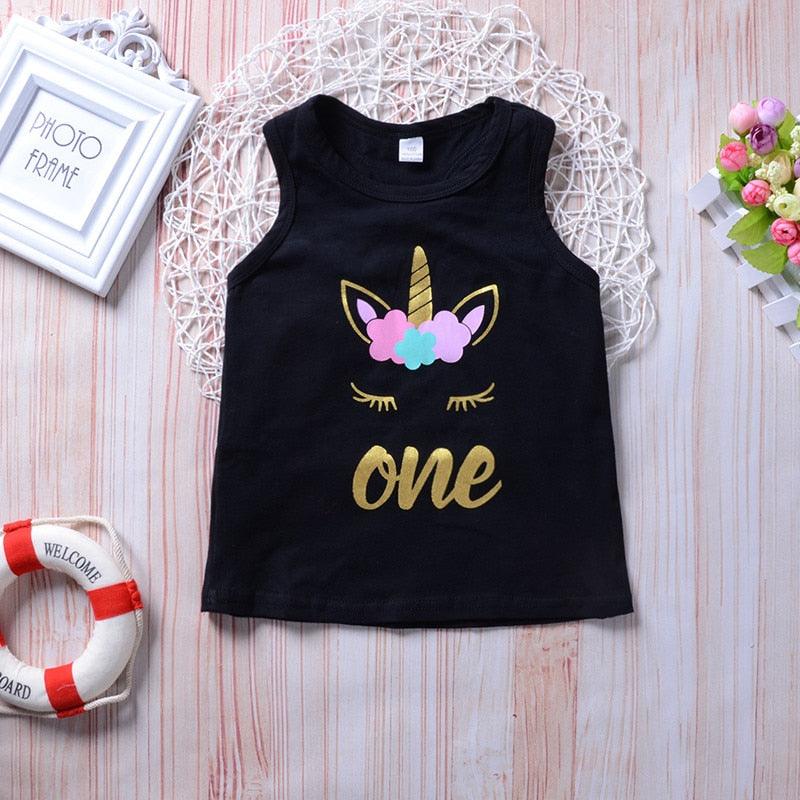 Ensemble Licorne Débardeur & Short Fille - Licorne