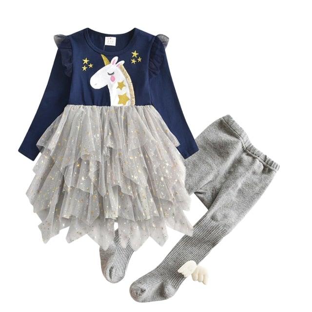 Ensemble licorne robe tutu & collant fille