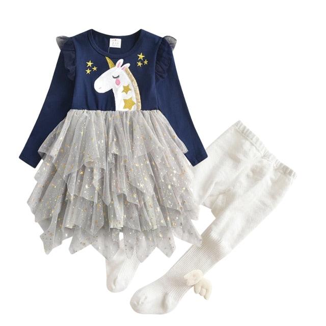 Ensemble Licorne Robe Tutu & Collant Fille - Licorne