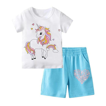 Ensemble licorne t-shirt & short fille - Licorne