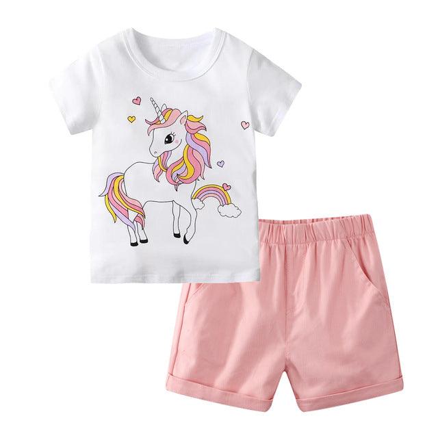 Ensemble licorne t-shirt & short fille - Licorne