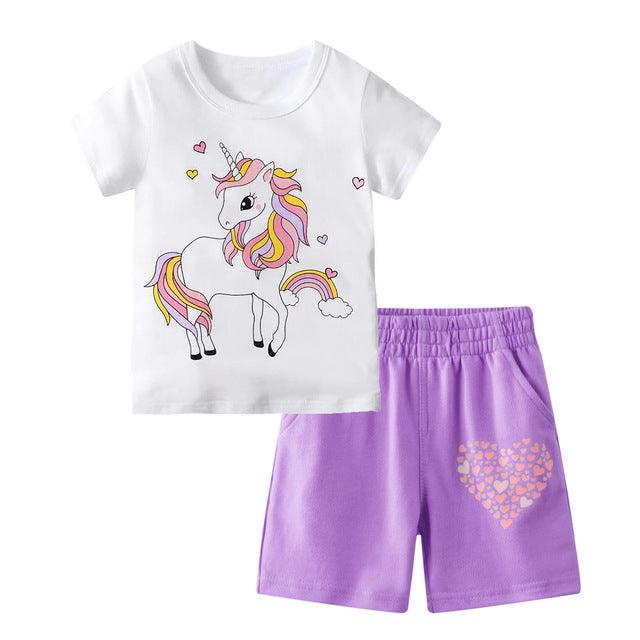 Ensemble licorne t-shirt & short fille - Licorne