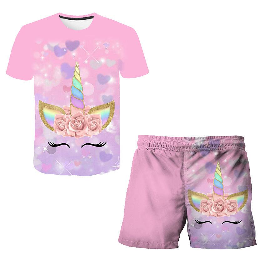 Ensemble licorne t-shirt et short enfants