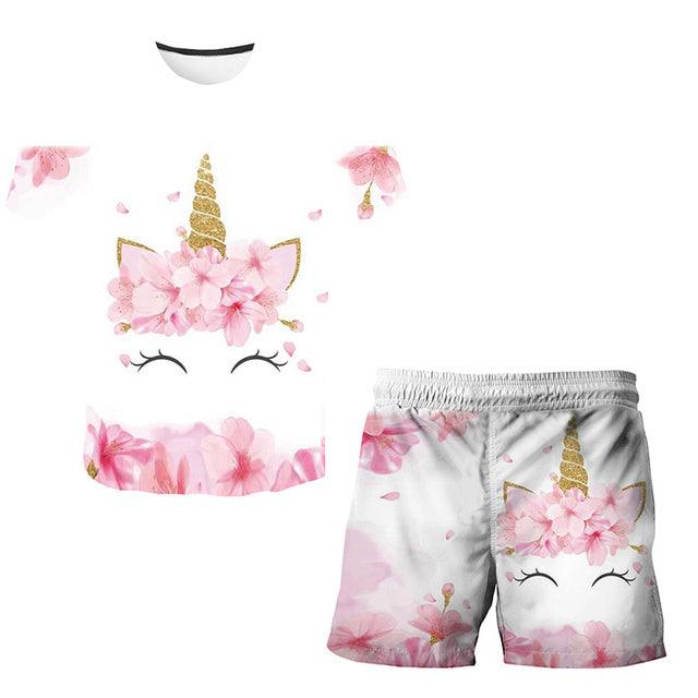 Ensemble licorne t-shirt et short enfants - Licorne
