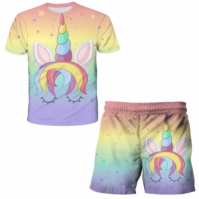 Ensemble licorne t-shirt et short enfants - Licorne