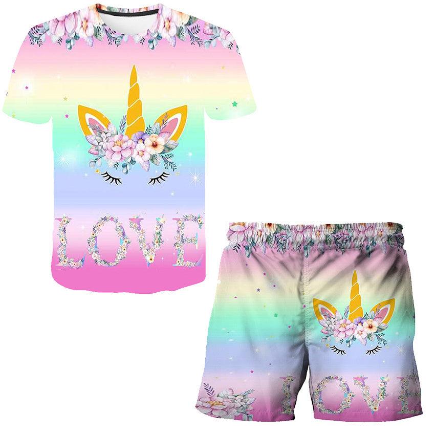 Ensemble licorne t-shirt et short enfants - Licorne