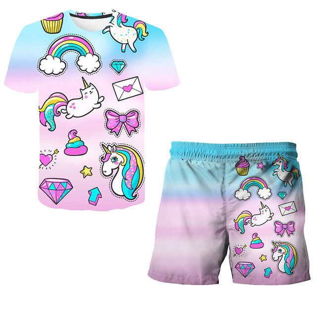 Ensemble licorne t-shirt et short enfants - Licorne