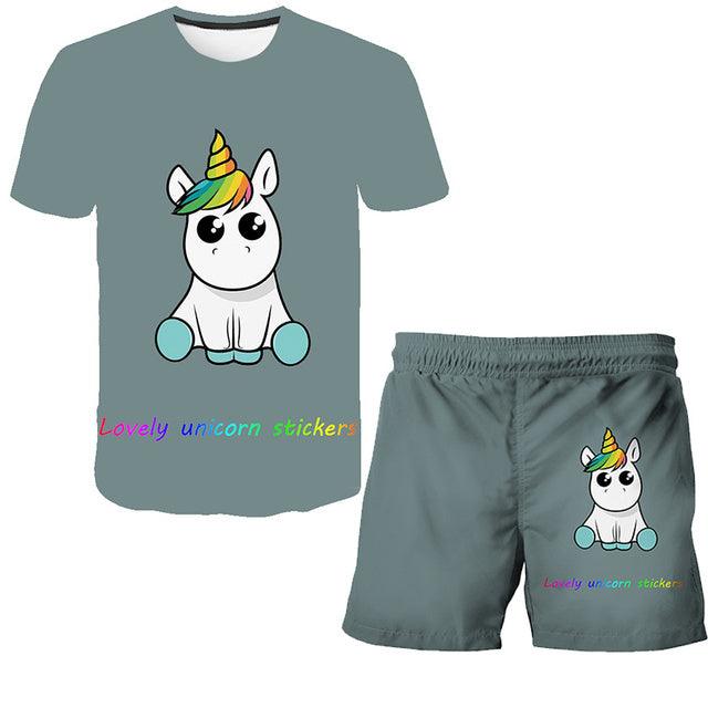 Ensemble licorne t-shirt et short enfants - Licorne