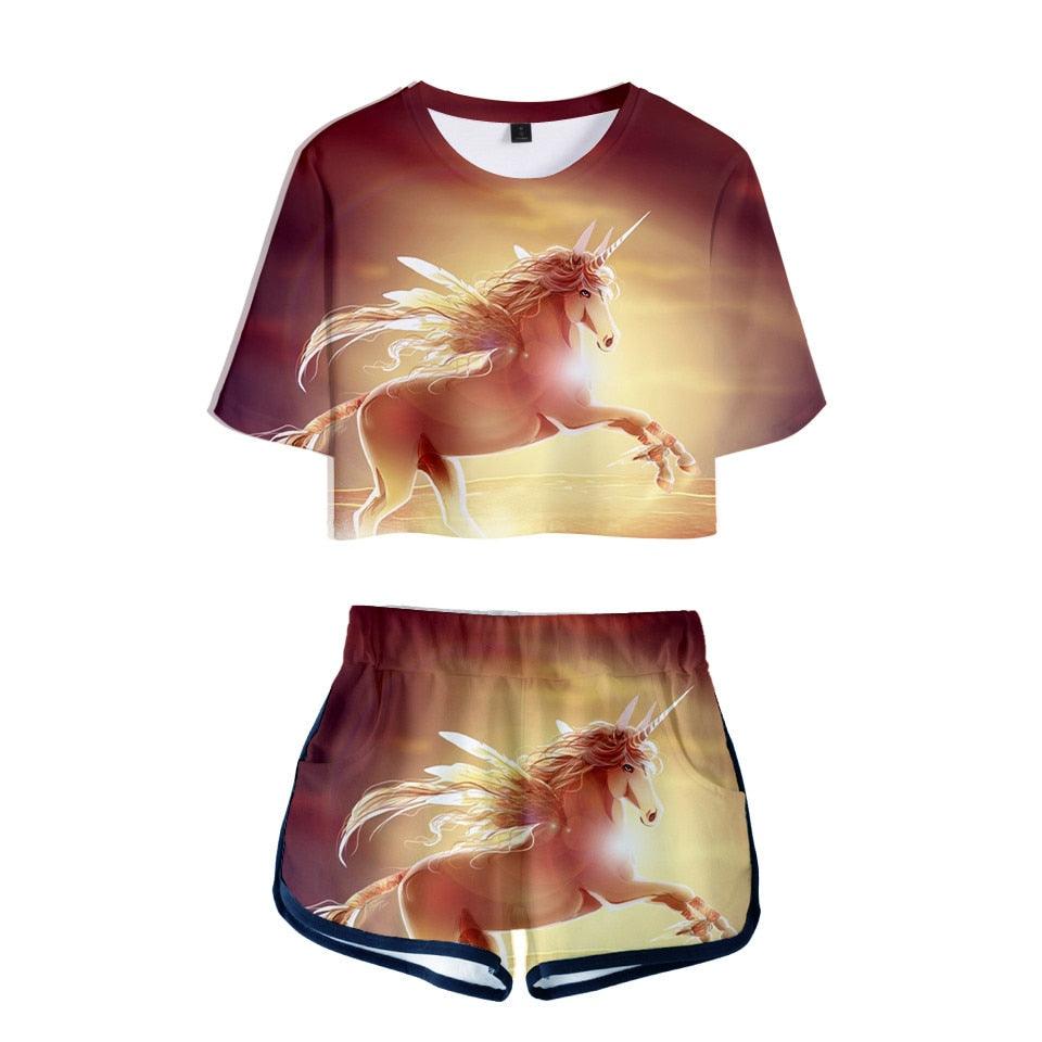 Ensemble licorne t-shirt et short femme