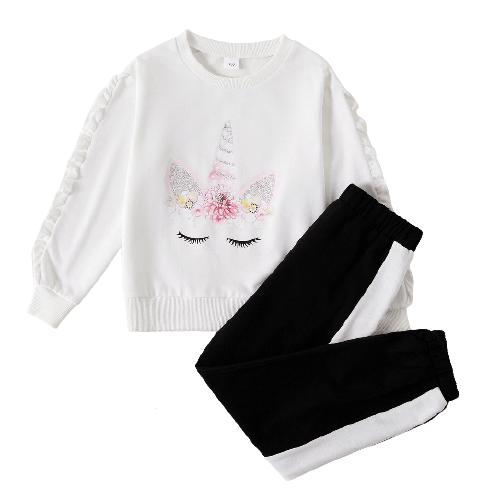Ensemble survêtement licorne black & white pour fille