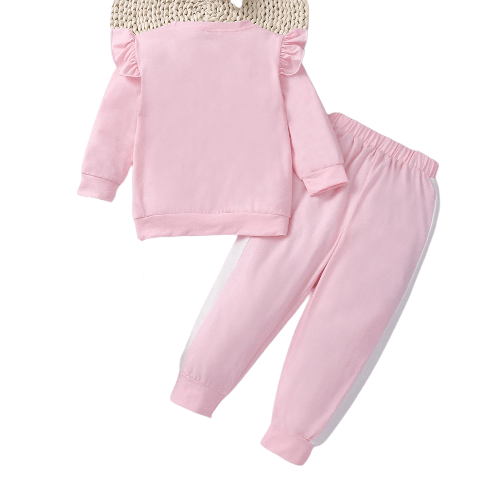 Ensemble survêtement licorne rose à volants fantaisies fille