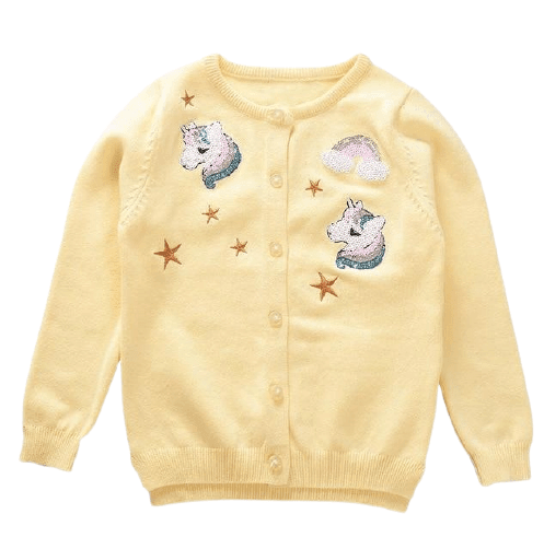 Gilet Licorne Tricot Jaune - Une Licorne