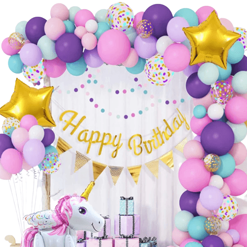 Guirlande ballons licorne étoiles
