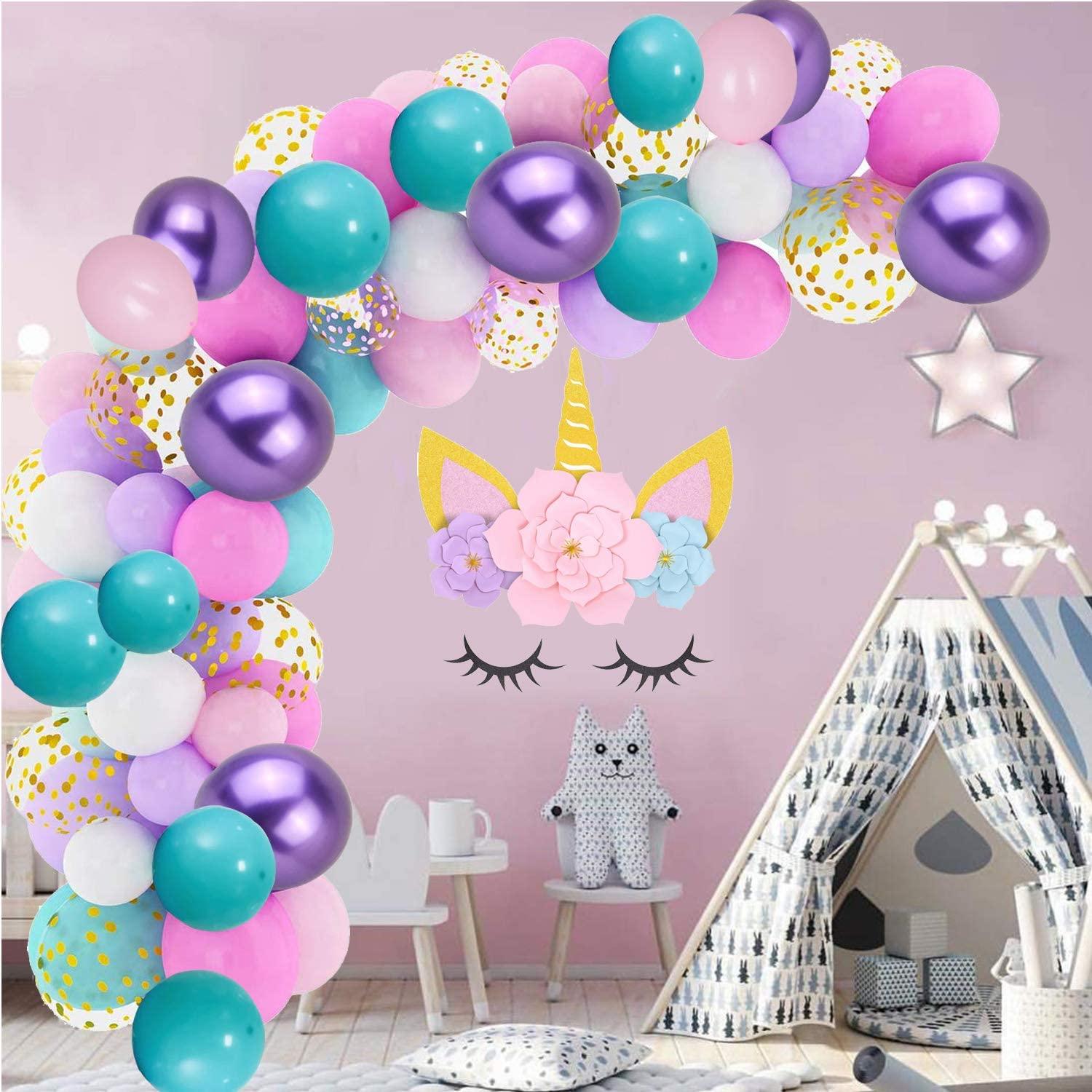 Guirlande de ballons décoratifs et sa licorne multicolore - Licorne