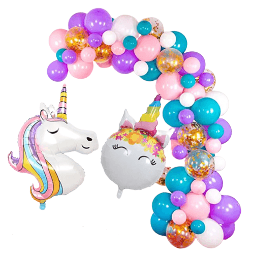 Guirlande de grands ballons licornes en arc pour anniversaire