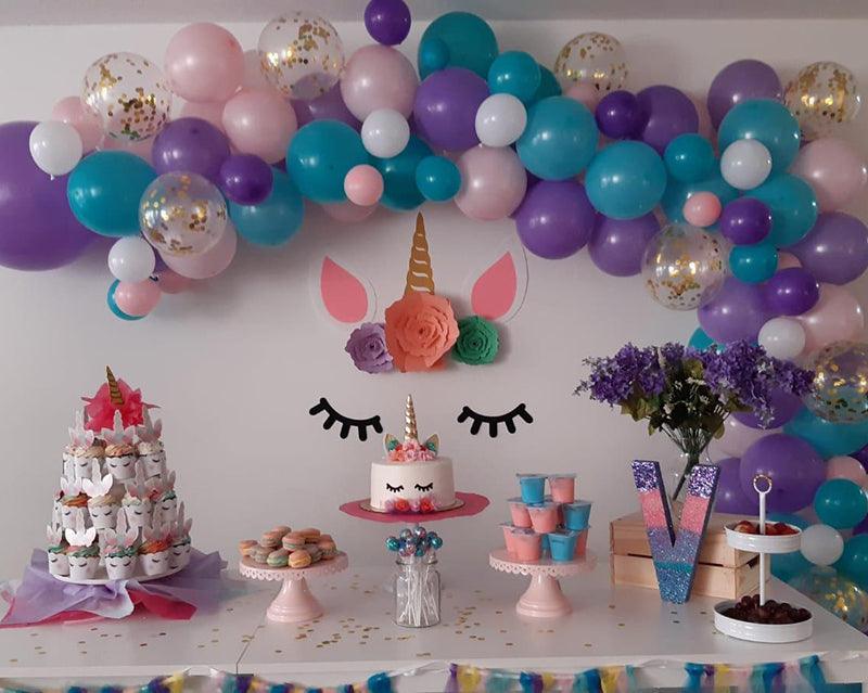 Guirlande de grands ballons licornes en arc pour anniversaire - Licorne