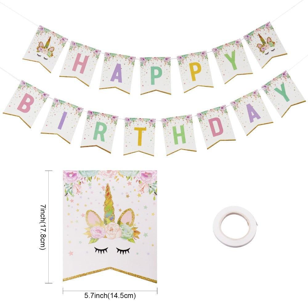 Guirlande fanion happy birthday licorne - Licorne