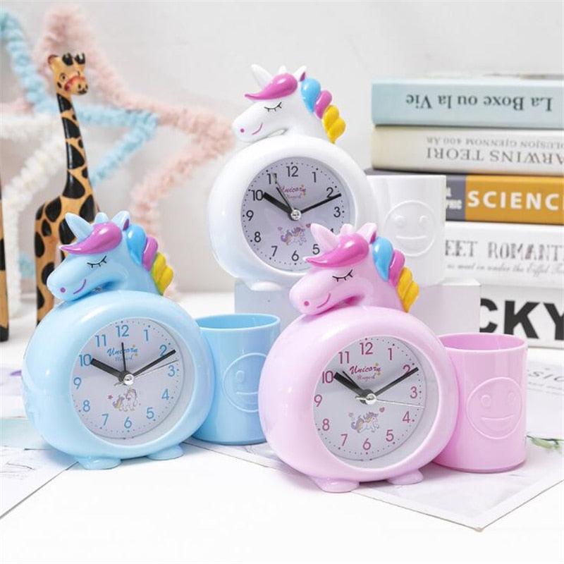 Horloge de bureau licorne avec porte stylos - Licorne