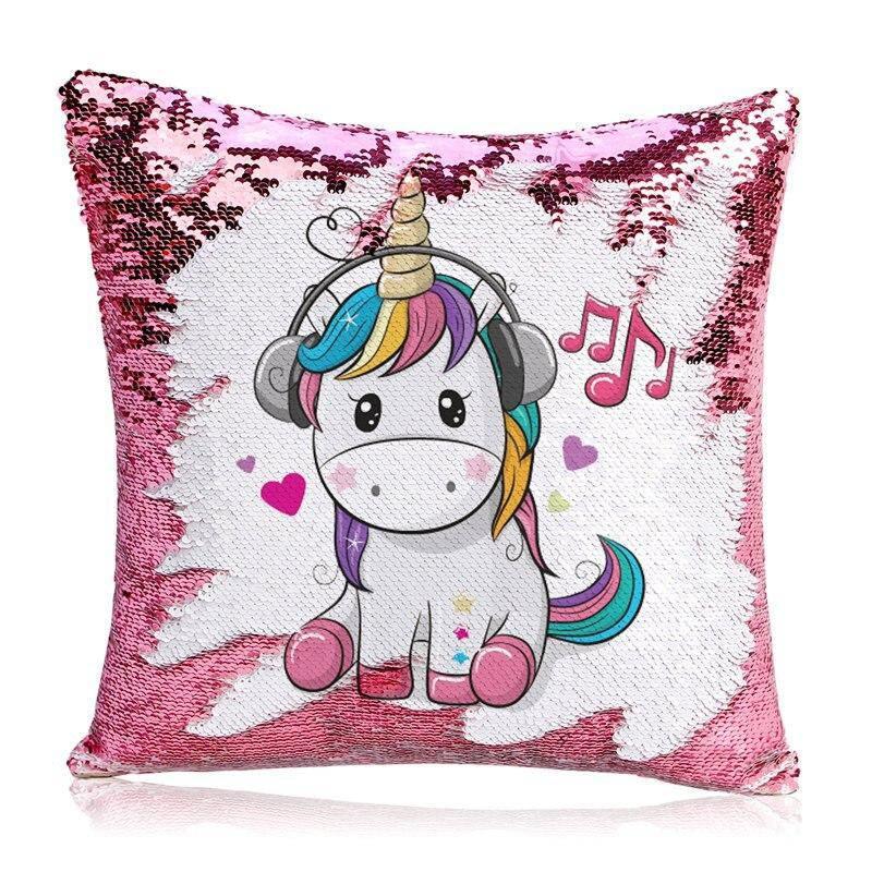 Housse de Coussin<br> Licorne Paillettes Réversibles - Une Licorne