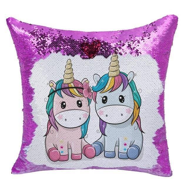 Housse de Coussin<br> Licorne Paillettes Réversibles - Une Licorne
