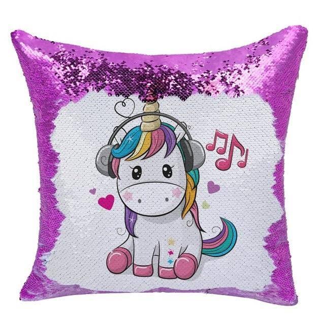 Housse de Coussin<br> Licorne Paillettes Réversibles - Une Licorne