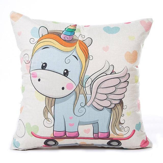 Housse de Coussin<br> Licorne Skateboard - Une Licorne