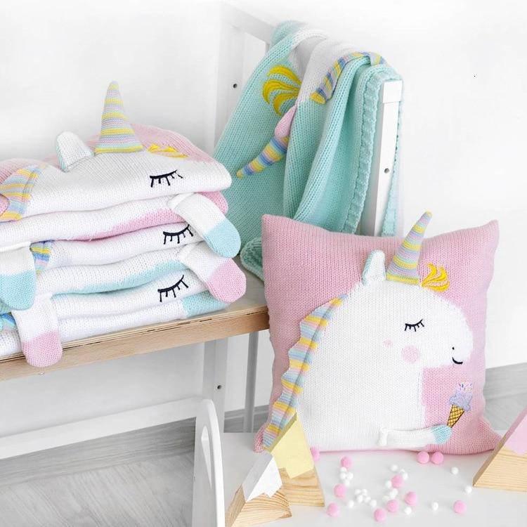 Housse de Coussin<br> Licorne Tricot - Une Licorne