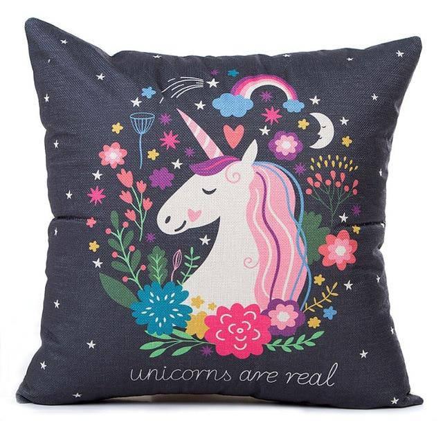 Housse de Coussin<br> Tête de Licorne - Une Licorne